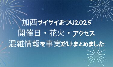 加西サイサイまつり2025年の開催日・花火・アクセス・混雑情報を事実だけまとめました