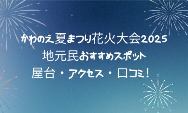 かわのえ夏まつり花火大会2025！地元民おすすめスポット・屋台・アクセス・口コミ！