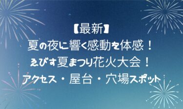 夏の夜に響く感動を体感！ゑびす夏まつり花火大会！アクセス・屋台・穴場スポット