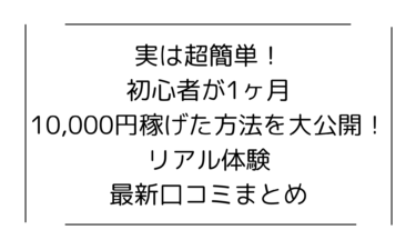 実は超簡単！初心者が1ヶ月で10,000円稼げた方法を大公開！リアル体験＆最新口コミまとめ